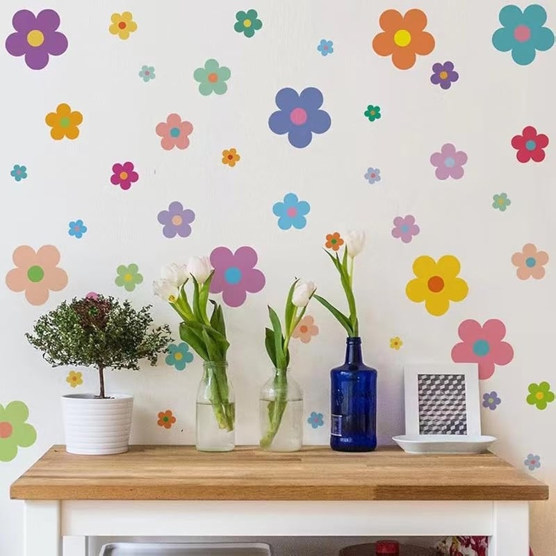 Colorful Little Flowers Wall Sticker for Kindergarten Girls Bedroom Kids Room Decor Bedroom Window Kitchen Bathroom Decor