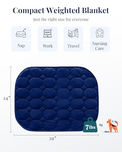 Kivik Weighted Blanket 7 lbs for Adult, Small Weighted Blanket Travel Size, Weighted Lap Blanket Throw for Calming & Relaxing, 24x29 Inches, Navy Blue - Image 3