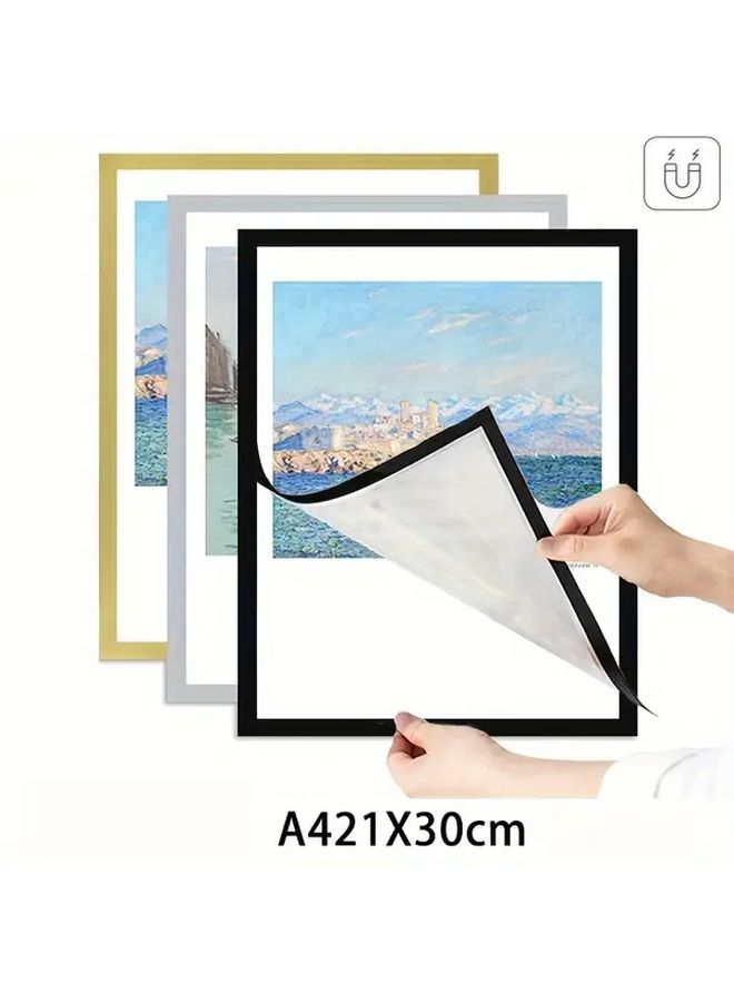 6 قطع إطارات صور مغناطيسية سوداء مجموعة A4 مستطيل عمودي ديكور حائط قابل لإعادة الاستخدام - Image 2