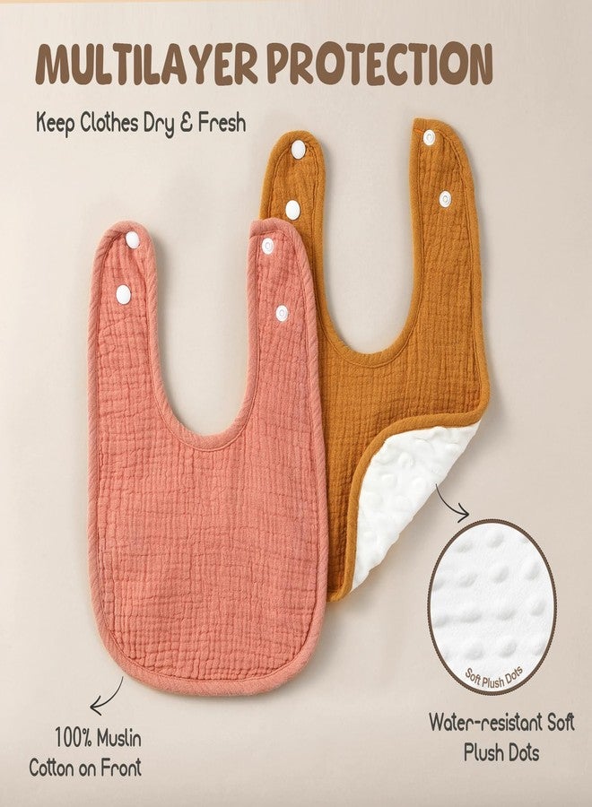 POIKSHARK 6-Pack Muslin Baby Bibs for Unisex Boys Girls, Solid Colors, Soft Cotton Baby Drool Bibs, Drooling and Teething Bibs for Infant, Newborn - Neutral - Image 2