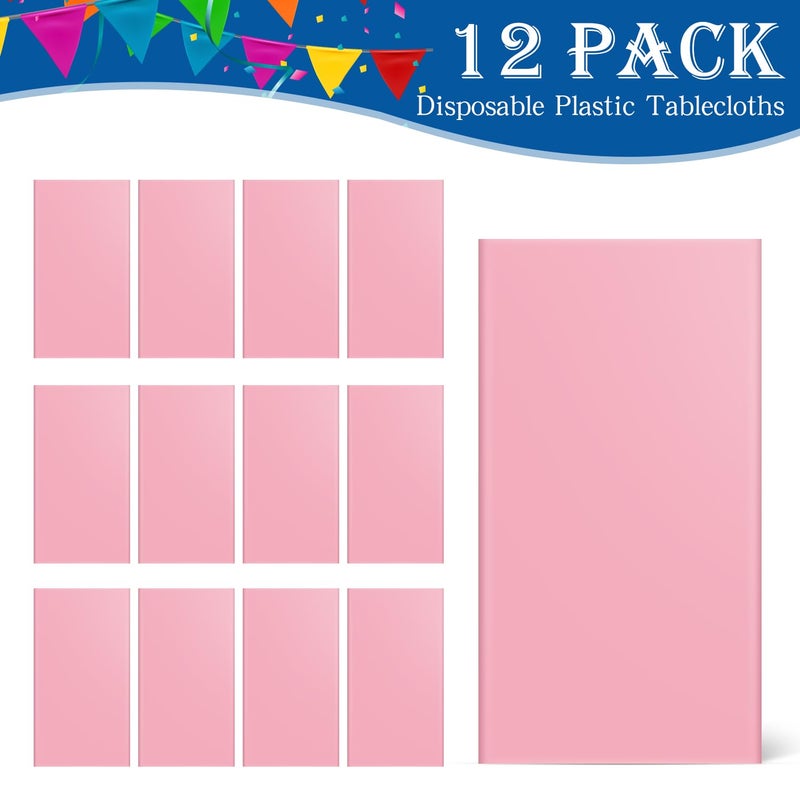 YSYJ 12 Pack Pink 84 Inch Disposable Plastic Tablecloths Round Table Cloth Plastic Table Cover for Parties - Image 4