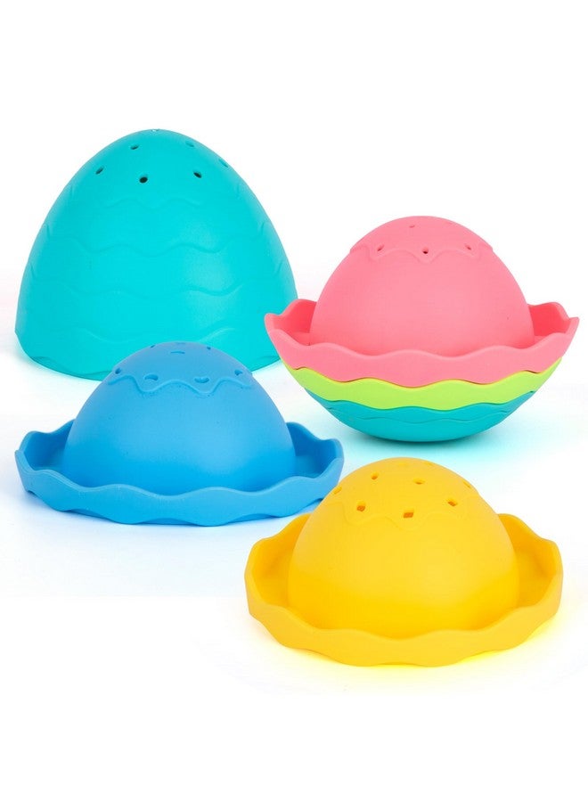 ArtCreativity Stacking Bath Toy for Toddlers - 7-Piece Nesting Mold Free Bath Toy with Drainage Holes - Fun Baby Bathtub Toy - Pastel Color Sensory Toy - Image 2