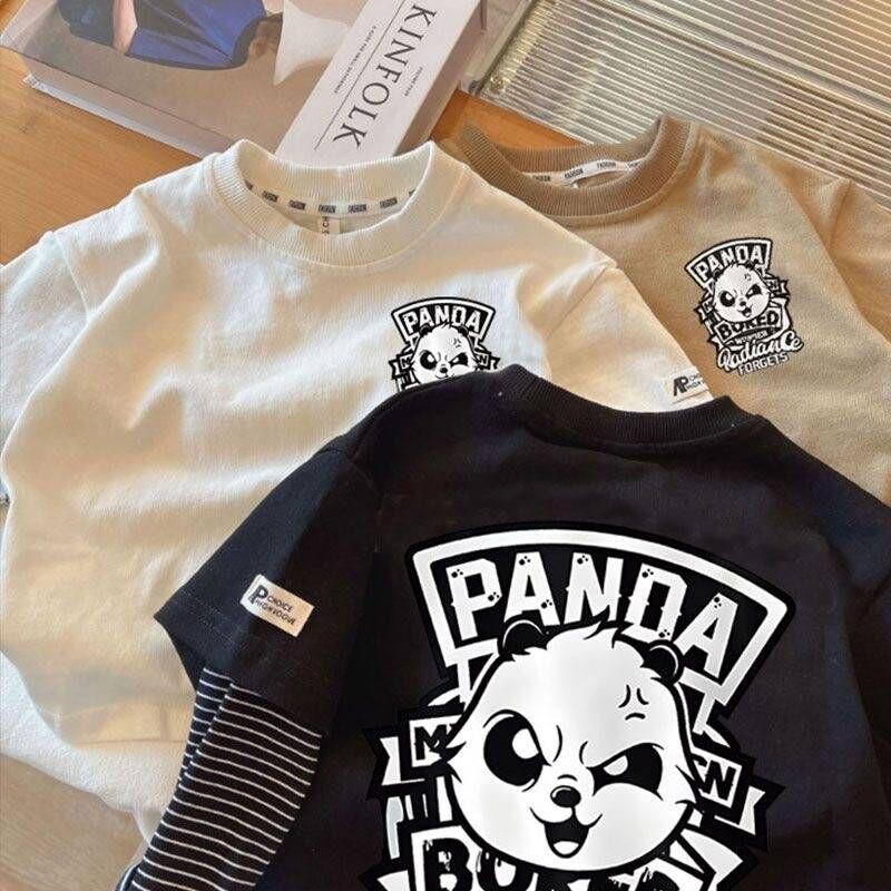 Children'S Fake Two-Piece Top Trendy Cotton Long-Sleeved T-Shirt For Boys Children'S Clothes - Image 3
