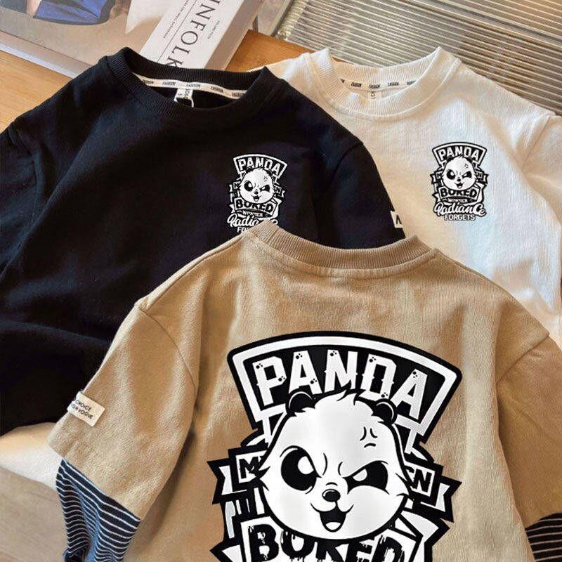 Children'S Fake Two-Piece Top Trendy Cotton Long-Sleeved T-Shirt For Boys Children'S Clothes - Image 1