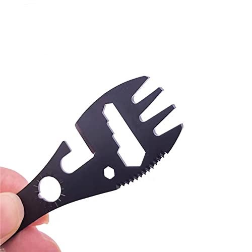 Qishing Multifunctional Outdoor Fork Spoon Detachable Tableware,10-in-1 Utility Tactical Spork, Stainless Steel Spoon & Bottle Opener, Fork & Knife, Combo Camping Utensil for Hiking(Black，2pcs) - Image 3