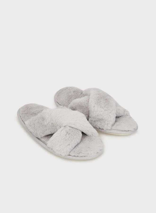 ليلا شباشب نسائية قطيفة ناعمة بنقشة متقاطعة قطعتان