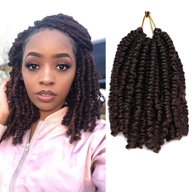 Dorsanee Short Bob Spring Twist Crochet Hair 6 Inch 6 Packs Pre-twisted Curly Braids Pre-looped Mini Passion Twists Fluffy Synthetic Hair Extensions (T33#) - Image 1