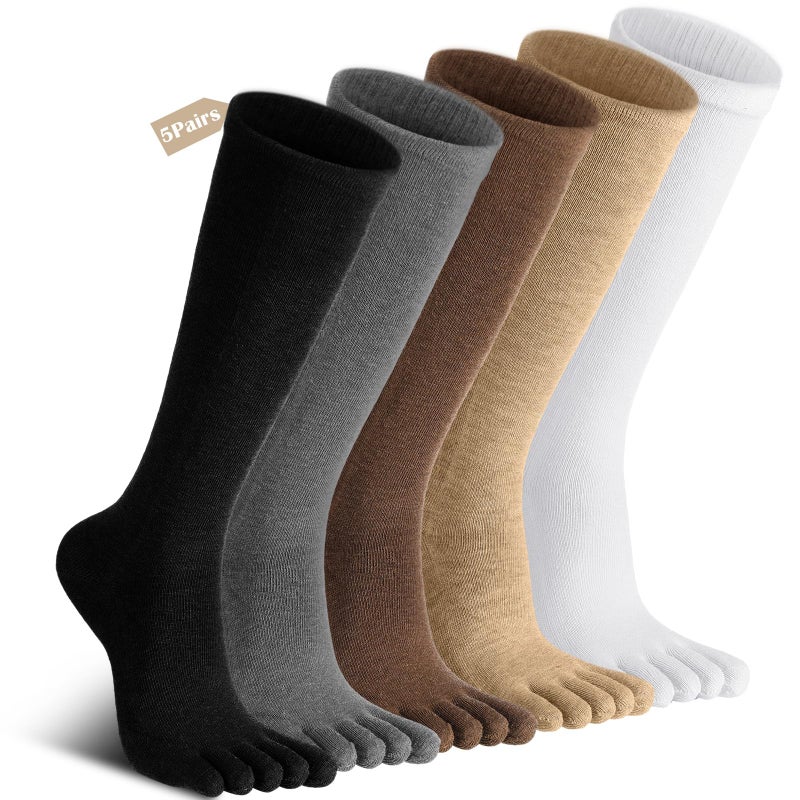 Cotwinter 5 Pairs Merino Wool Five Toe Socks for Women Winter Cotton Thermal Warm Toe Sock for Hiking Athletic Running(Calf) - Image 1