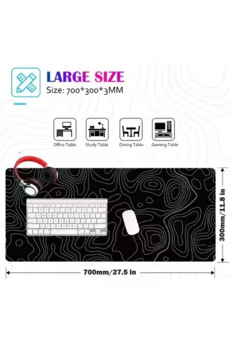 Contour Large Gaming Mouse Pad with Stitched Edges Extended Mousepad with Superior Cloth Surface Non-Slip Rubber Base Water Resist Keyboard Pad（800 * 300 * 3mm） - Image 3