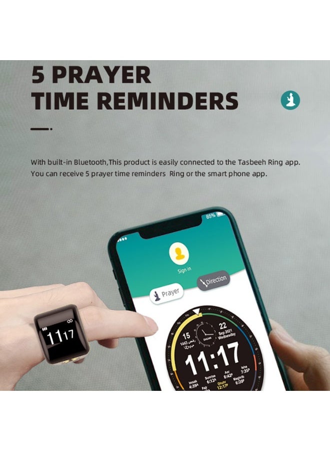 Domars Smart Ring Counter, Smart Tasbih Zikr Ring, Muslim Islamic Prayer Smart Rings, Tasbih Counter Smart Ring, Tasbeeh Smart Counter, Digital Electronic Smart Tally Counter for Prayer (Golden, 20MM) - Image 4