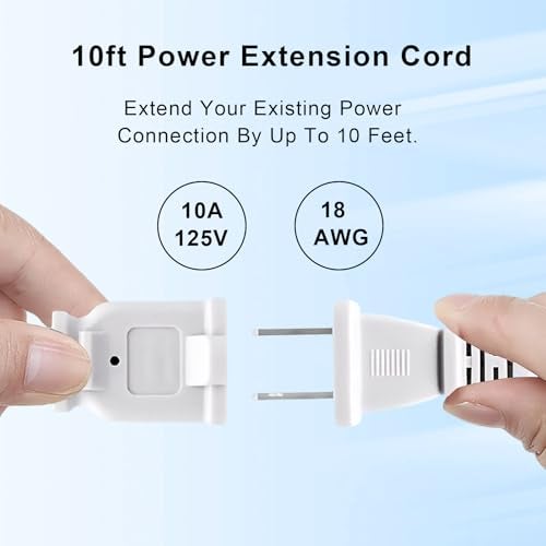Yeatel 10FT 2 Prong Indoor Extension Cord,Thin White Extension Cords Male/Female Power Cable for Home Office Outdoor, 18/2 ETL Listed 10 FT Extension Cord - Image 3