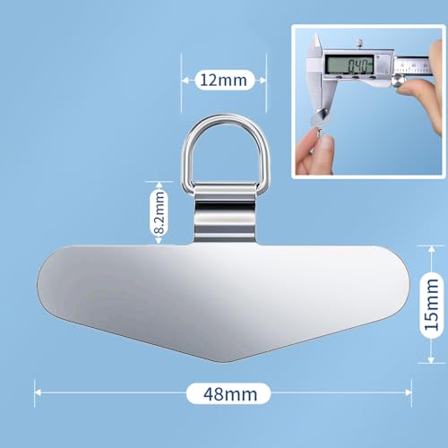 TENOC Metal Phone Tether Tab, Metal Phone Patch, Universal Cellphone Lanyard Pad for Full Phone Cases, 2 x Sliver - Image 2