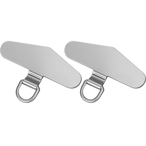 TENOC Metal Phone Tether Tab, Metal Phone Patch, Universal Cellphone Lanyard Pad for Full Phone Cases, 2 x Sliver - Image 1