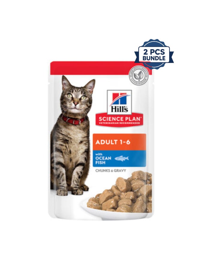 Hills Hill’s Science Plan Adult Wet Cat Food Ocean Fish Pouches - (2x85g)