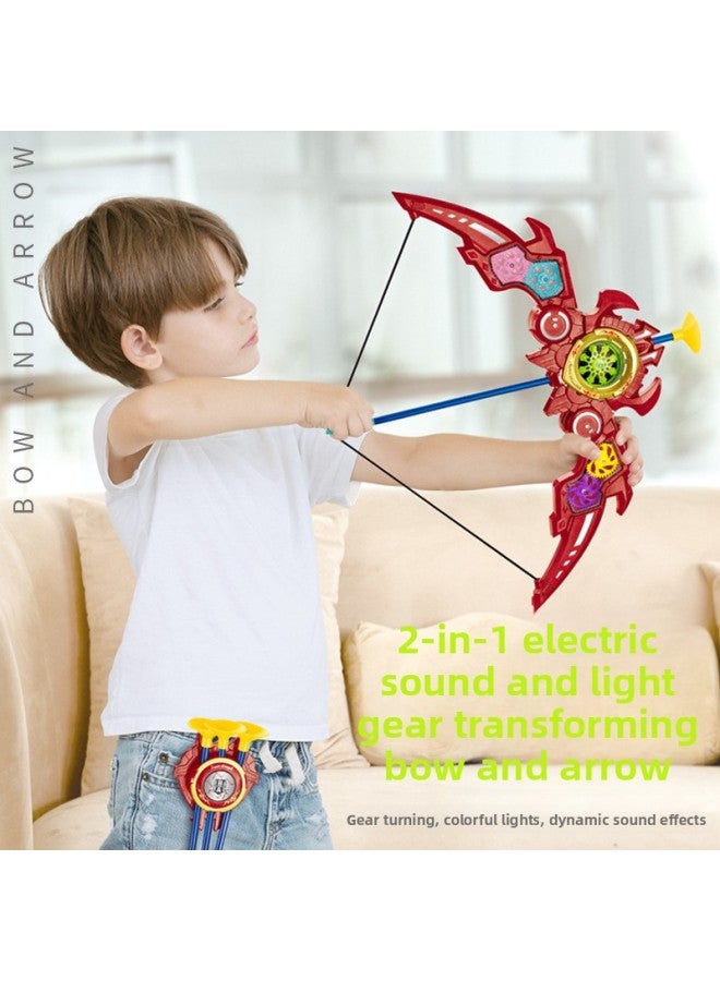 Children's Bow And Arrow Shield Two-in-one Electric Gear Simulation Shooting Sound And Light Music Boy Toy Gift Set Box-Color:0319a Bow (color Random)  - Image 2