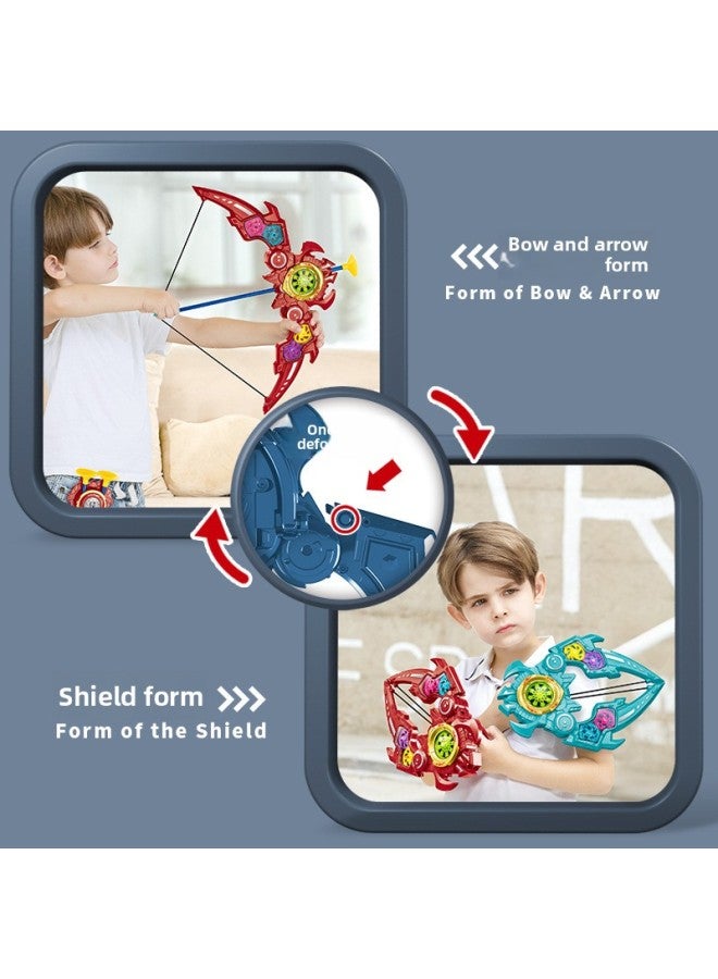 Children's Bow And Arrow Shield Two-in-one Electric Gear Simulation Shooting Sound And Light Music Boy Toy Gift Set Box-Color:0319a Bow (color Random)  - Image 5