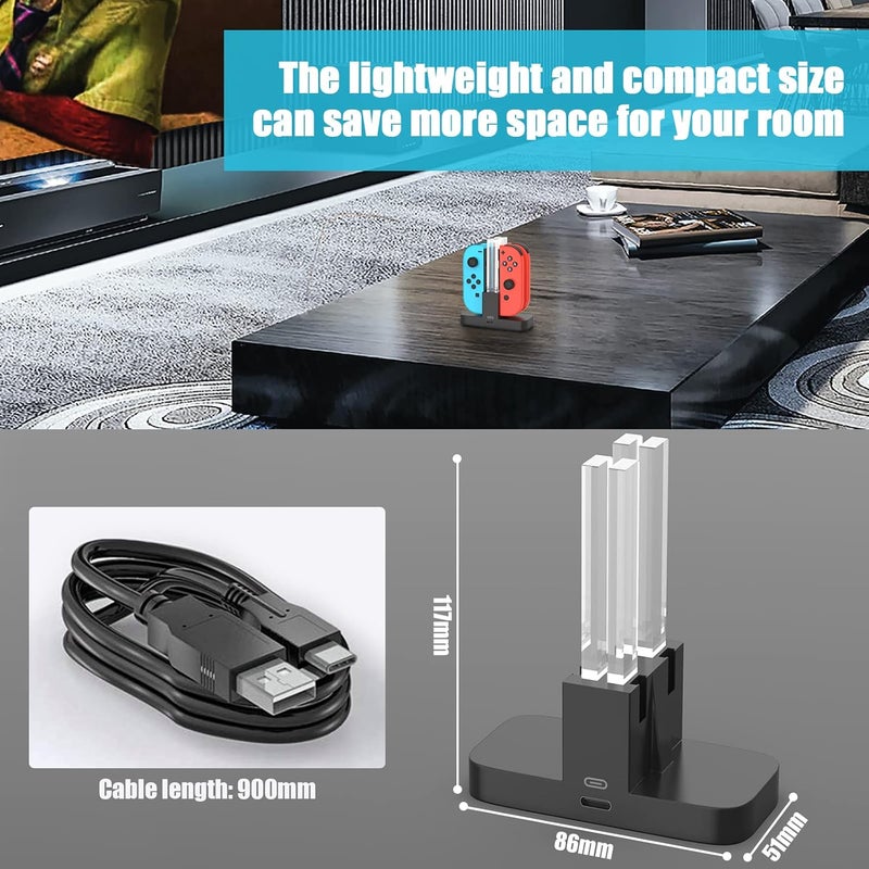 Diyife Switch Charger Dock Compatible with Nintendo Switch, Joy-Con Controller Charger Station, Type-C Interface, Charging 4 Gamepads Together - Image 5