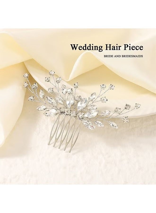 Bride Wedding Hair Comb Crystal Hair Piece Silver Rhinestone Headpiece Bridal Hair Accessories for Women (Silver) - Image 4
