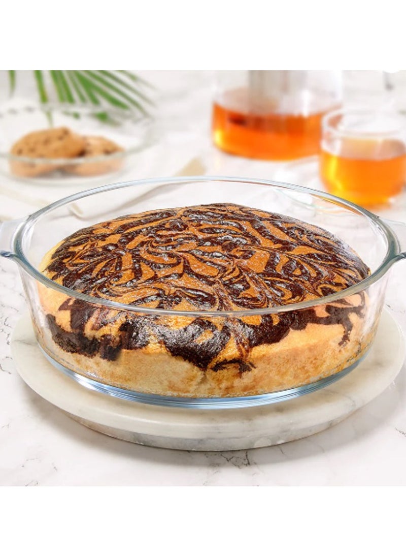 Laopala 8 inch round baking tray, 750ml  Baking Dish, Clear Glass Serving Plate for Snacks, Salads, Desserts Deep Glass Pie Pan  - Image 1