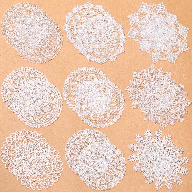 Mimorou 18 Pieces 6 Inch White Lace Doilies for Table Crochet Doilies Vintage Cotton Lace Coasters Rustic Handmade Round Placemats for Kitchen Dining Room Christmas Winter Wedding Cup Vase Decoration - Image 1