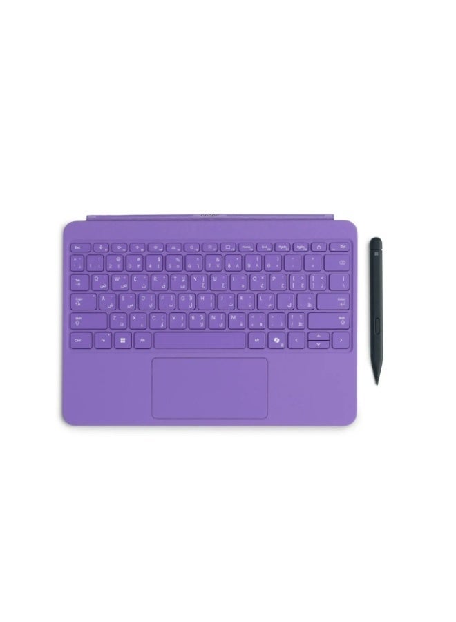Microsoft Surface Pro 12 Inch English/ Arabic Keyboard with Slim Pen, Compatible with Surface Pro 12 Inch, Alcantara Material Violet - Image 1