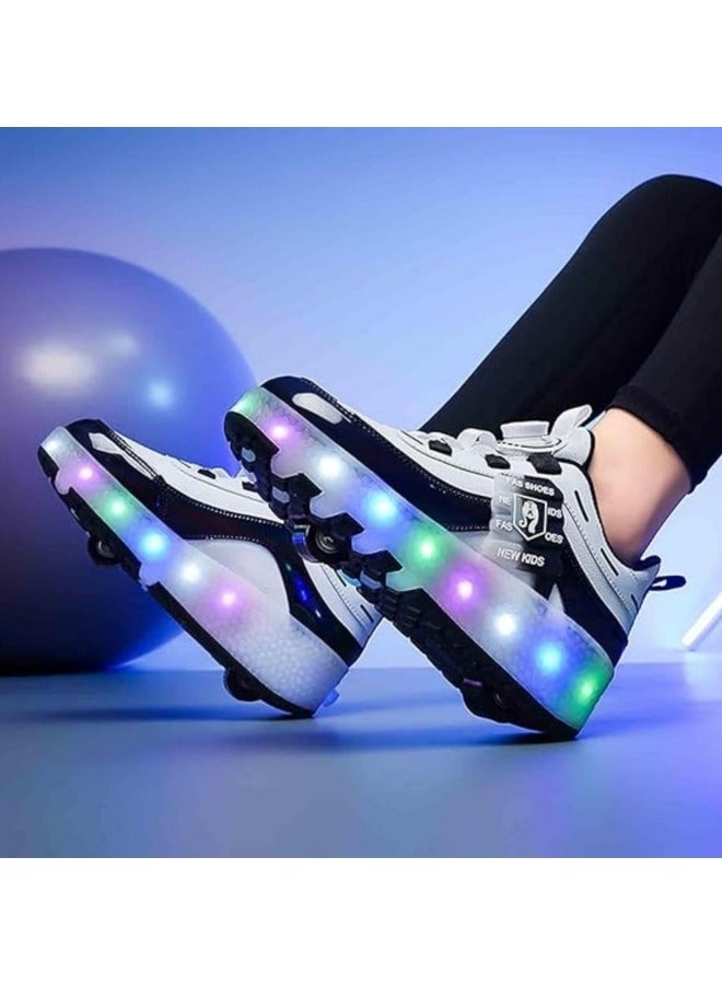 Loquat Kid Roller Skates Shoes Boys Girls Sneakers with Wheels Flashing Sport Sneaker USB Rechargeable Roller Skates Children's Gift Black - Image 4