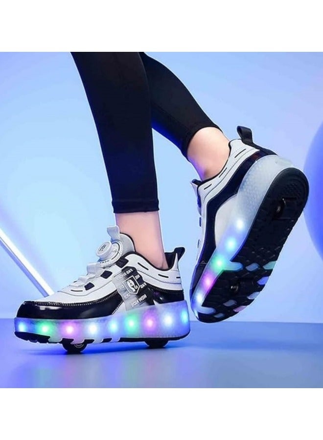 Loquat Kid Roller Skates Shoes Boys Girls Sneakers with Wheels Flashing Sport Sneaker USB Rechargeable Roller Skates Children's Gift Black - Image 5