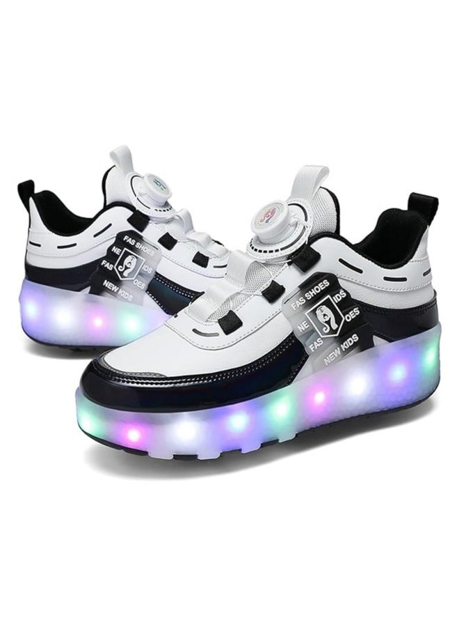 Loquat Kid Roller Skates Shoes Boys Girls Sneakers with Wheels Flashing Sport Sneaker USB Rechargeable Roller Skates Children's Gift Black - Image 2