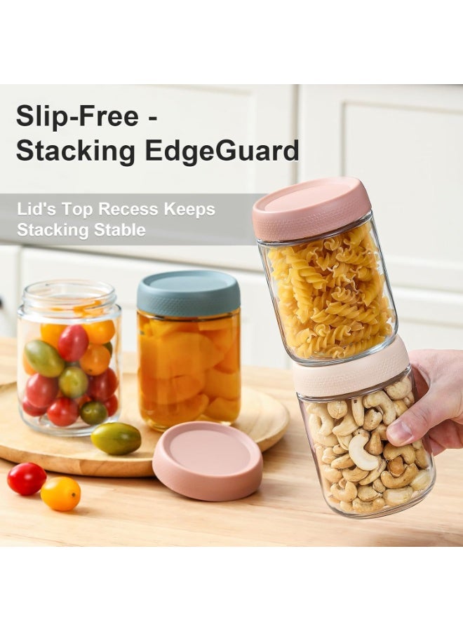 Bukela 6 Pack Overnight Oats Containers with Lids,Reusable Glass Jars with Airtight Lids Wide Mouth Mason Salad Jars Meal Prep Jars for Overnight Oats, Cereal,Yogurt,Salad (Multi-color) - Image 3