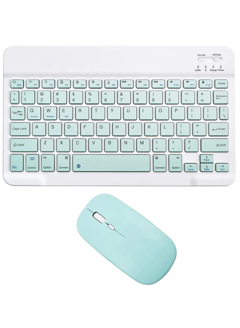 Ultra-Slim Bluetooth Keyboard and Mouse Combo Rechargeable Portable Wireless Keyboard Mouse Set for Apple iPad iPhone and Above Samsung Tablet Phone Smartphone Android Windows (White - Image 1