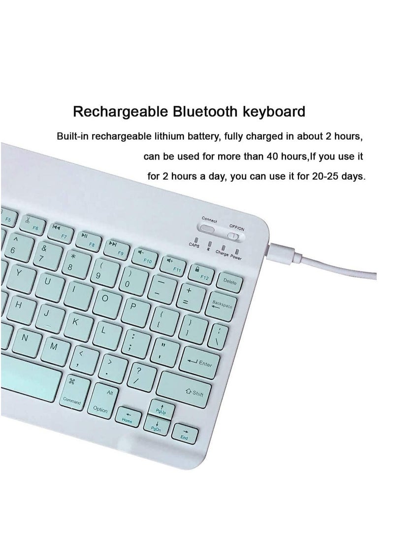 Ultra-Slim Bluetooth Keyboard and Mouse Combo Rechargeable Portable Wireless Keyboard Mouse Set for Apple iPad iPhone and Above Samsung Tablet Phone Smartphone Android Windows (White - Image 2