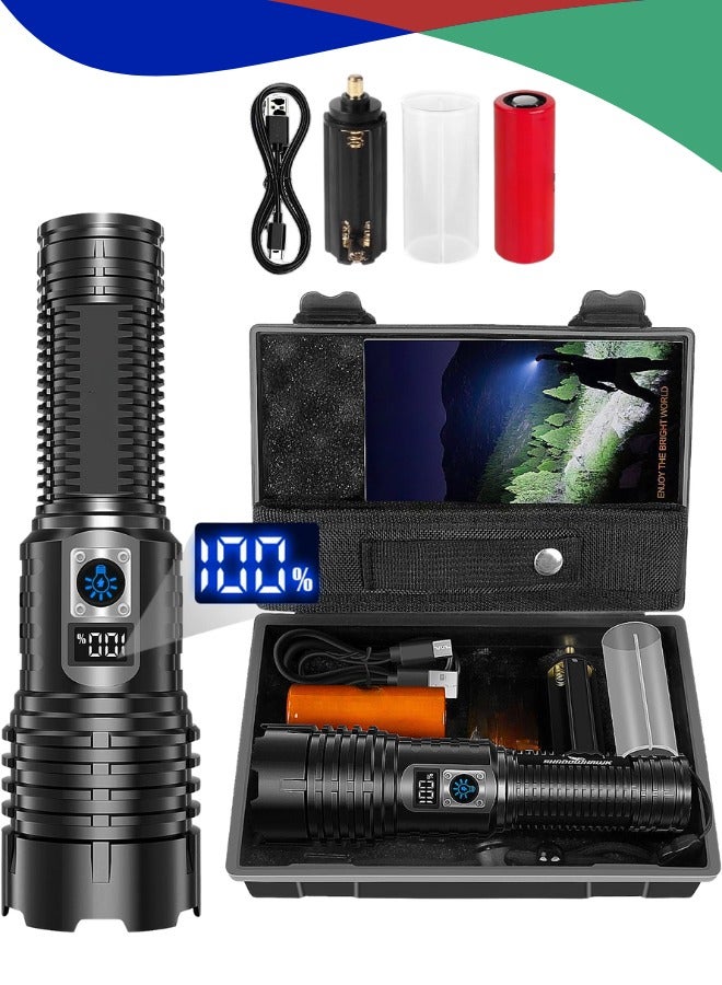 Flashlight torch light rechargeable Battery Powered, flash light Adjustable Focus flashlight rechargeable, torch light waterproof Water Resistant Pocket Torch, Small Bright Flashlight, Lightweight Hand Torch for Power Cut, Camping, Dog Walking, Gifts for Kid Dad Men  - Image 1