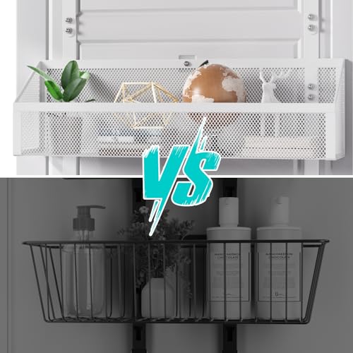 Upesitom Over Door Hook Organizer 12 Hook Over The Door Organizer with 3 Mesh Baskets - Back of Door Storage Towel Rack Space Saving Storage Organizer for Bedroom, Bathroom, Kitchen, Pantry, White - Image 5