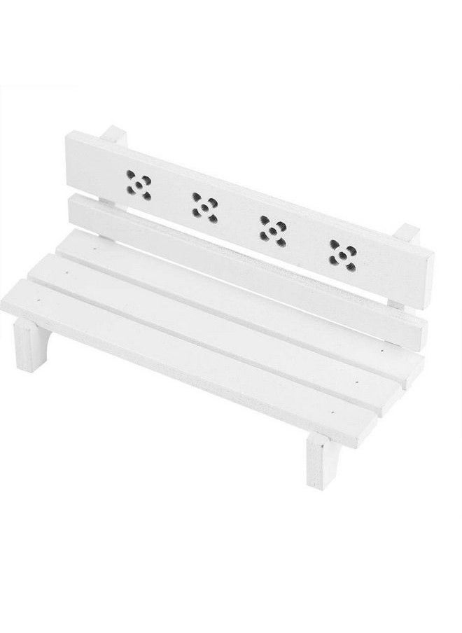 Zerodis 1/12 Scale Dollhouse Wooden Park Bench Simulation Miniature Furniture Chair Park Seat Mini Dollhouses Landscape Art Diy Craft Ornament Fairy Garden Decor Doll Toys Accessories (White)  - Image 4