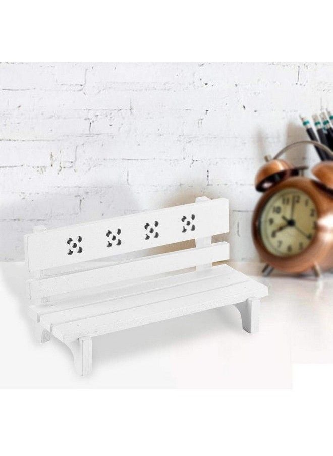 Zerodis 1/12 Scale Dollhouse Wooden Park Bench Simulation Miniature Furniture Chair Park Seat Mini Dollhouses Landscape Art Diy Craft Ornament Fairy Garden Decor Doll Toys Accessories (White)  - Image 3