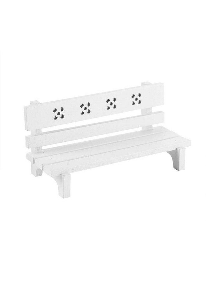 Zerodis 1/12 Scale Dollhouse Wooden Park Bench Simulation Miniature Furniture Chair Park Seat Mini Dollhouses Landscape Art Diy Craft Ornament Fairy Garden Decor Doll Toys Accessories (White)  - Image 5
