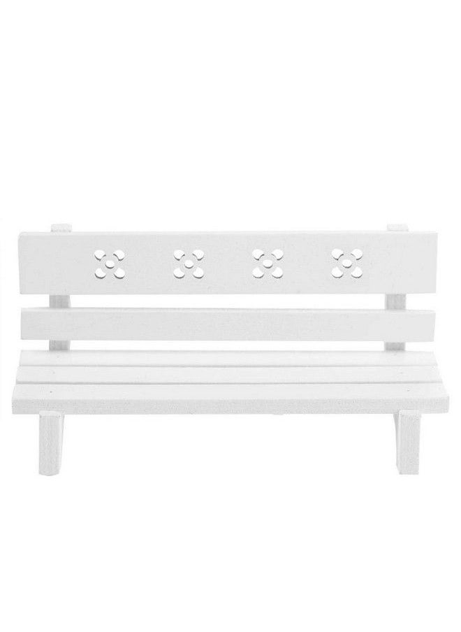Zerodis 1/12 Scale Dollhouse Wooden Park Bench Simulation Miniature Furniture Chair Park Seat Mini Dollhouses Landscape Art Diy Craft Ornament Fairy Garden Decor Doll Toys Accessories (White)  - Image 2