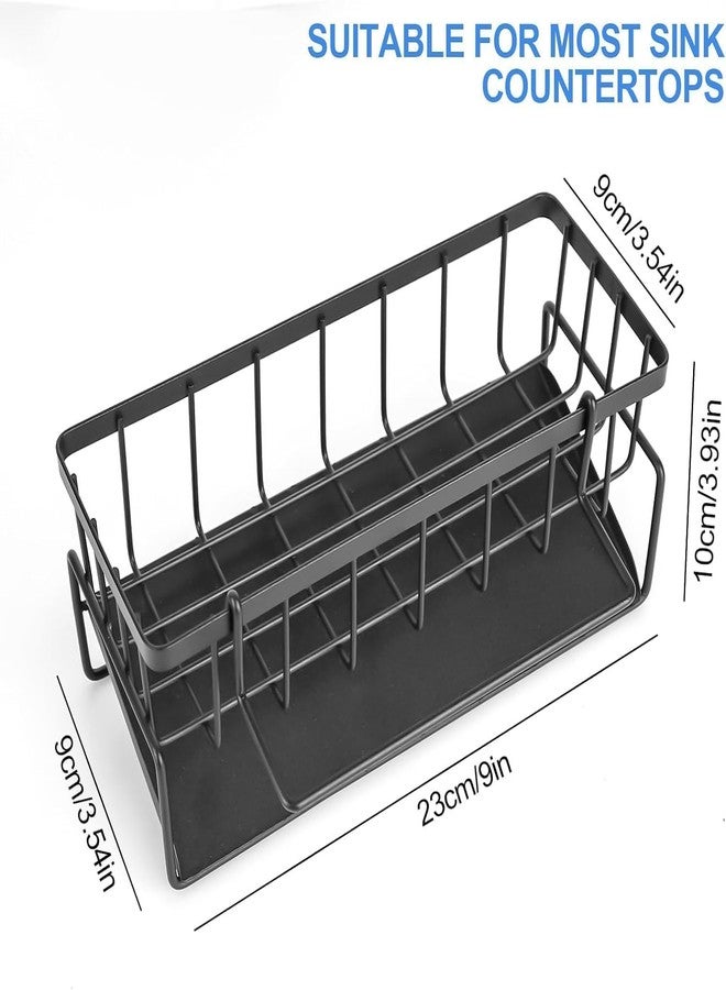 Mforall Rust-Resistant Storage Rack, Auto-Draining Sink Organizer Caddy with Soap Tray, Dish Brush & Towel Bar Holder for Kitchen, Metal Sponge Holder, Fast Draining,Space-Saving (Pack of 1) (Black) - Image 2