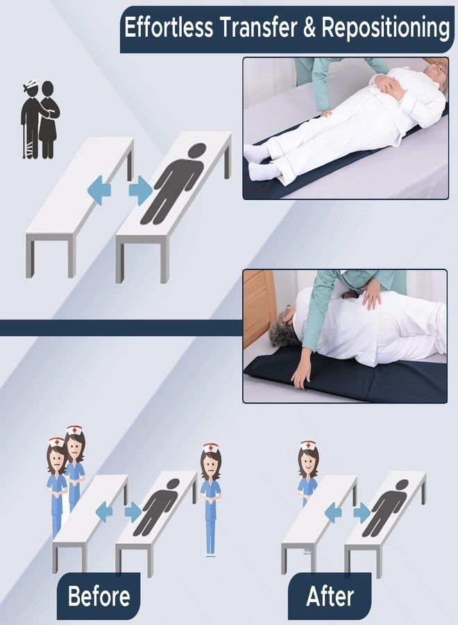 KosmoCare Lateral Patient Transfer Sheet| Slide Sheet for Patient Shifting & Repositioning| 170 x 50 cm| Washable Nylon with Reinforced Handles| Elderly, Disabled, Bedridden| 160Kg Load Capacity| Blue - Image 3