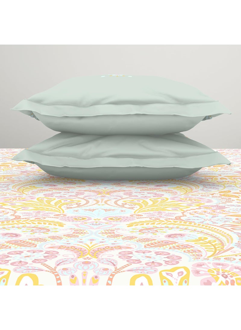 SPACES SPACES 100% Cotton Double Bedsheet with 2 Pillow Covers (Size 88 x 100 inch) | 132 TC Bed Sheet for Double Bed | Breathable Pure Cotton Queen Size Bedsheet | BOLDBOHO | Floral Pink  - Image 5