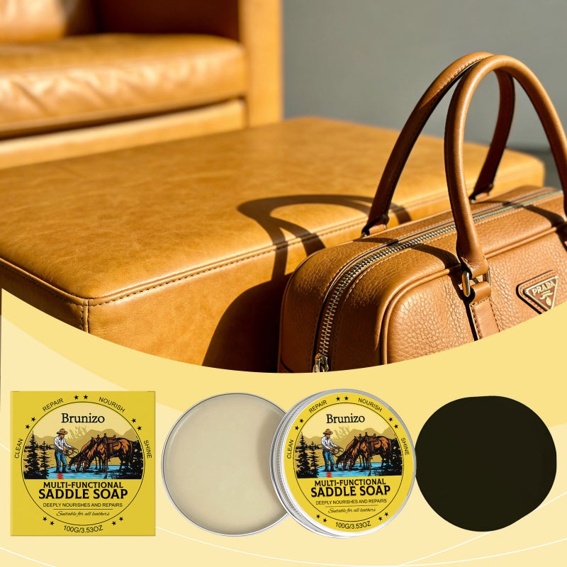 Brunizo Multifunctional Saddle Leather Soap For Home Use, Multi-Purpose Sofa And Seat Leather Shine Care And Maintenance - Image 2