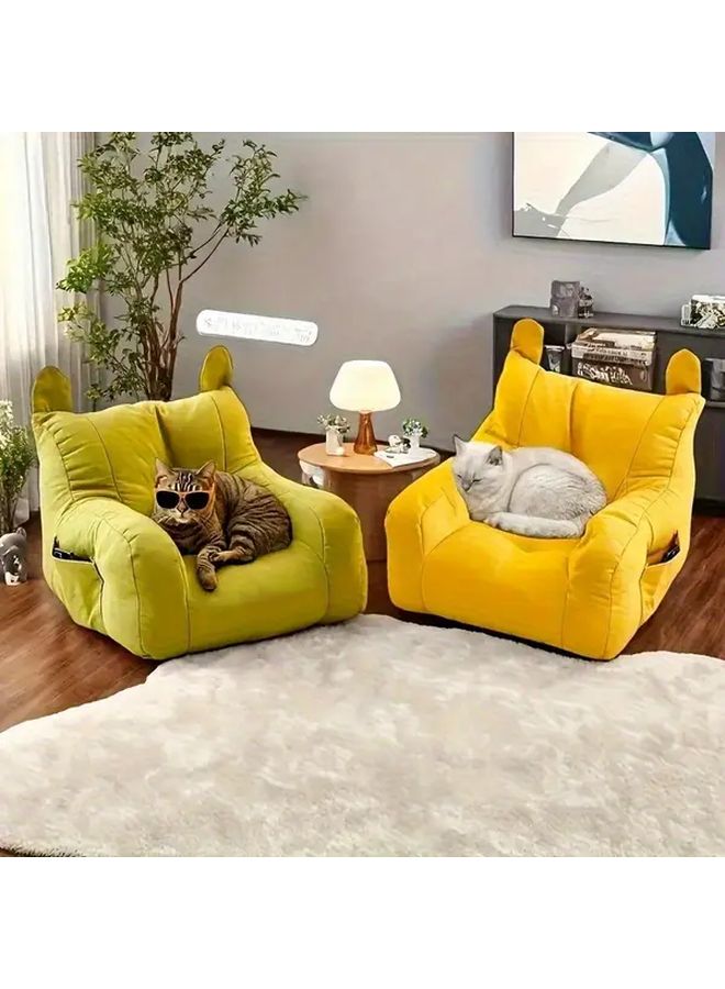 Green Plush Pet Sofa Chair With Removable Washable Cover 14 96x14 96x13 78in - Image 4