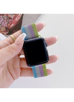 Replacement Strap Four-colors Milanese Watch Band For Apple Watch Ultra 49mm&Watch Ultra 2 49mm / Series 9&8&7 45mm / SE 3&SE 2&6&SE&5&4 44mm / 3&2&1 42mm Blue Silver Pink Green
