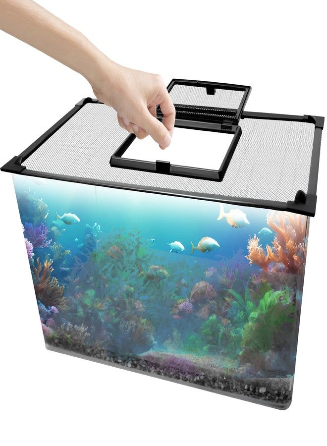 SEILETOO Magnetic Fish Tank Lid with Feeding Window, High Transparency Fish Tank Cover, Aquarium Lid Can be Cut to Any Size, Fish Anti Jumping Net - Image 1