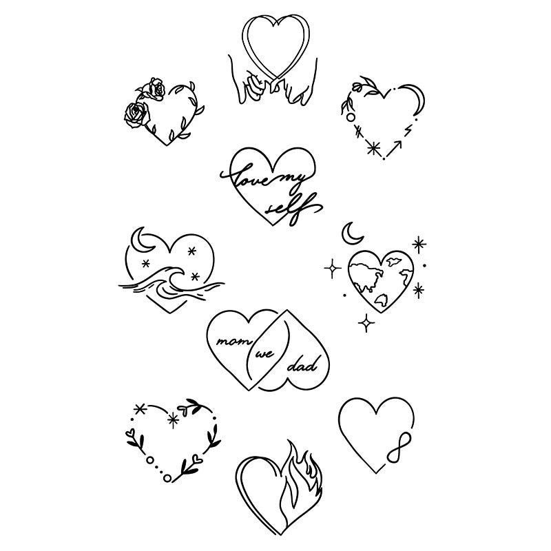 Generic Herbal Love Small Figure Waterproof Tattoo Sticker Small Fresh Waterproof Lasting Finger Mens and Womens Chest Wrist Internet Celebrity Love (HC-041) 