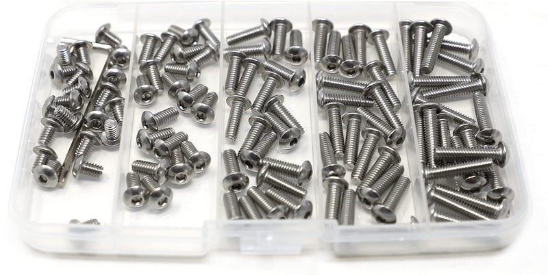 iexcell 100 Pcs #8-32 x 1/4", 3/8", 1/2", 5/8", 3/4" Stainless Steel 304 Hex Socket Button Head Cap Screws Bolts Assortment Kit - Image 2