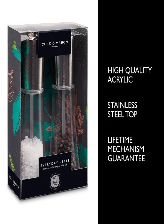 Cole & Mason Everyday Style Salt & Pepper Mill Gift Set - Salt & Pepper Shakers - Everyday Kitchen Tool & Home Essentials - Acrylic & Stainless Steel Shaker Set - Image 2