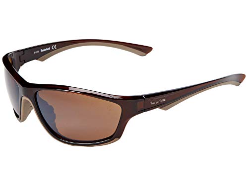 Timberland Men's TB9045SW6350H Polarized Wrap Sunglasses,Brown,63 mm - Image 4