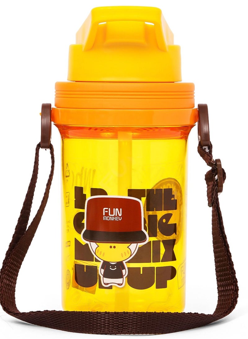 Eazy Kids Water Bottle 500ml With Straw - Yellow  - Image 1