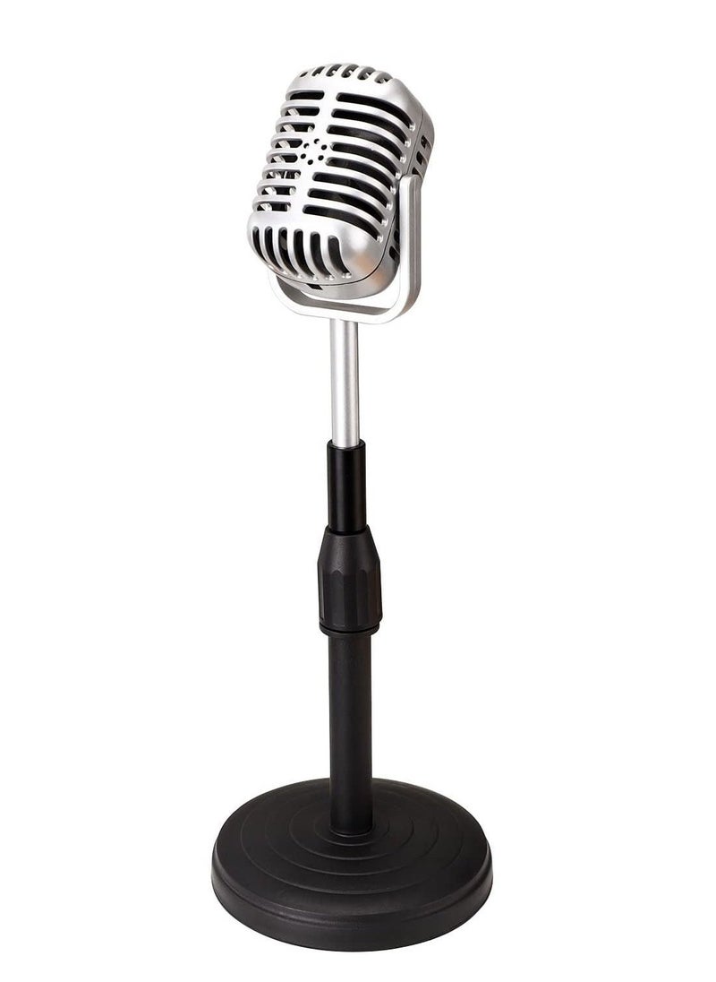 KASTWAVE Desktop Microphone Prop Model, with Adjustable Stand, Classic Retro Style Microphone Prop Decor for Party Decoration Costume Role Play Game Night  - Image 1